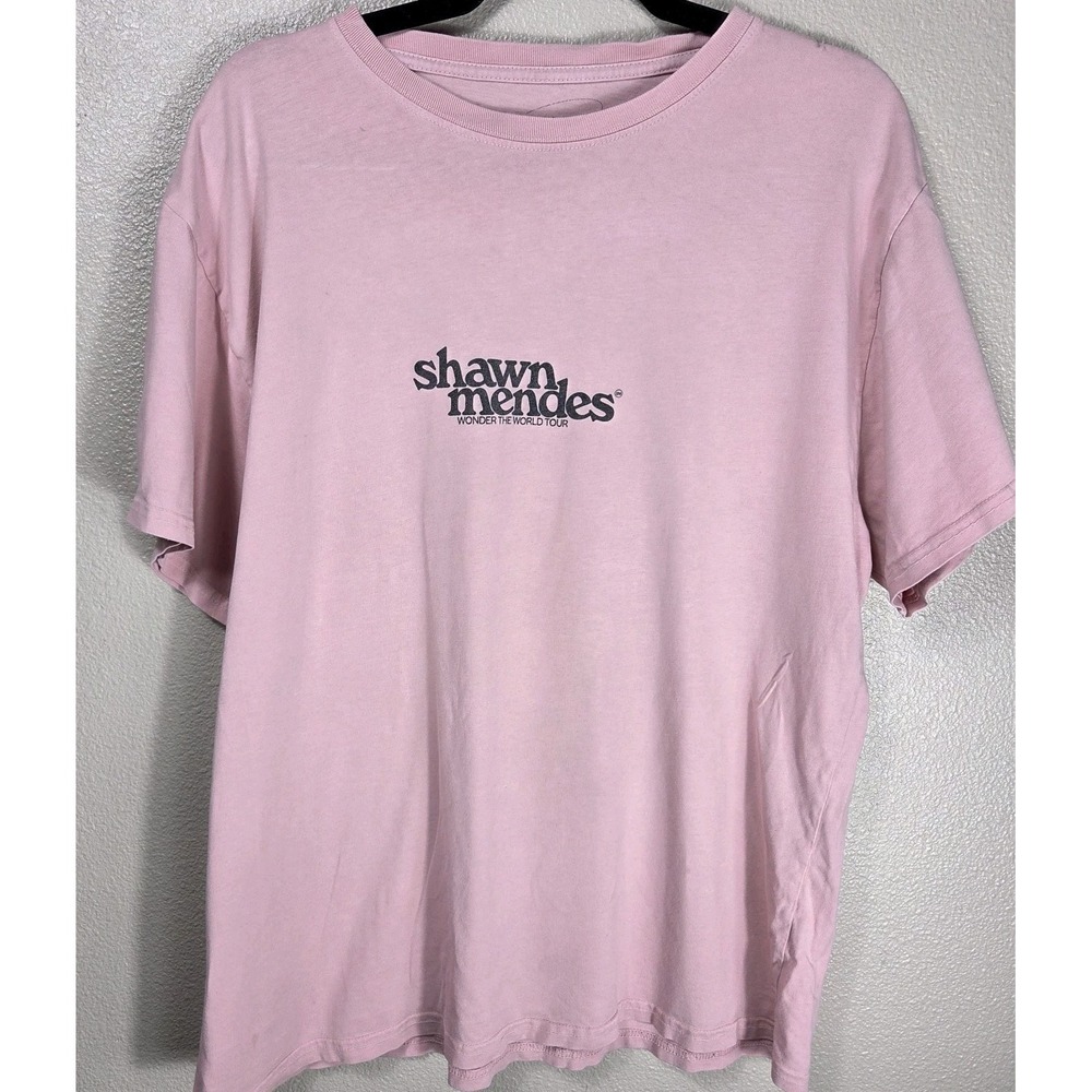 Shawn Mendes Wonder The World Tour Pink Graphic Concert T Shirt Medium